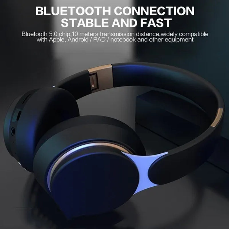 Foldable Wireless Stereo Headphones, Hifi Bluetooth Headset Deep Bass Sound HD Microphone PU Leather Earmuffs Noise Cancelling Audio Accessories for Smartphones, Tablets, Laptop, Music Player, Outdoor, Exercise, Travel - Support TF Card/ Wired Mode