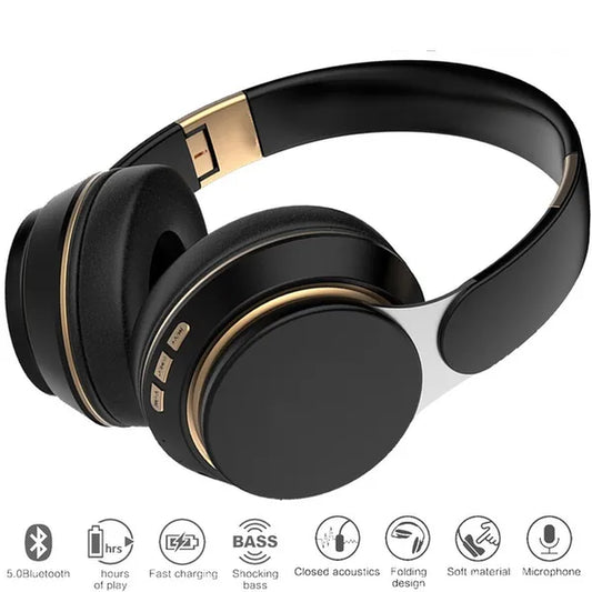 Foldable Wireless Stereo Headphones, Hifi Bluetooth Headset Deep Bass Sound HD Microphone PU Leather Earmuffs Noise Cancelling Audio Accessories for Smartphones, Tablets, Laptop, Music Player, Outdoor, Exercise, Travel - Support TF Card/ Wired Mode