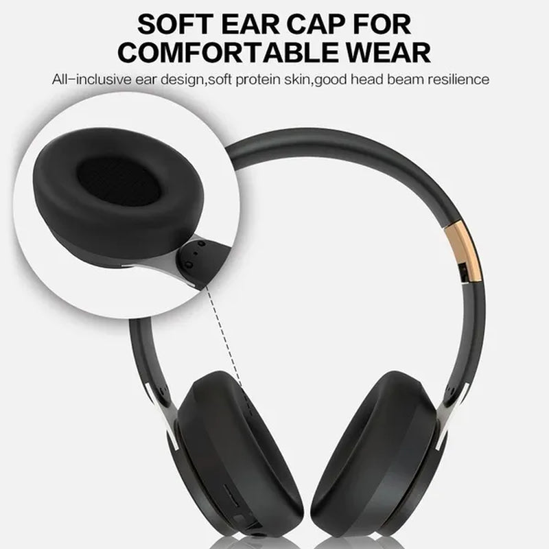 Foldable Wireless Stereo Headphones, Hifi Bluetooth Headset Deep Bass Sound HD Microphone PU Leather Earmuffs Noise Cancelling Audio Accessories for Smartphones, Tablets, Laptop, Music Player, Outdoor, Exercise, Travel - Support TF Card/ Wired Mode