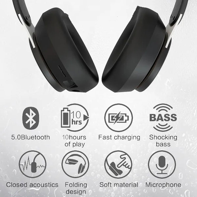 Foldable Wireless Stereo Headphones, Hifi Bluetooth Headset Deep Bass Sound HD Microphone PU Leather Earmuffs Noise Cancelling Audio Accessories for Smartphones, Tablets, Laptop, Music Player, Outdoor, Exercise, Travel - Support TF Card/ Wired Mode