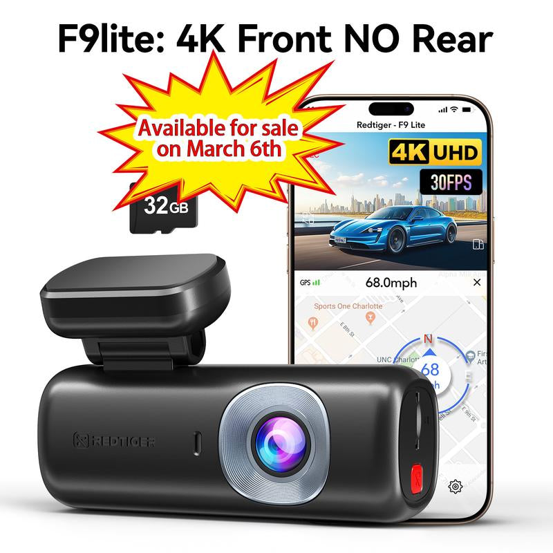 Redtiger F17 4K 3-Channel Dashcam + Hardwire Kit Double-4 Fuses with IR Night Vision & G-Sensor Emergency Recording