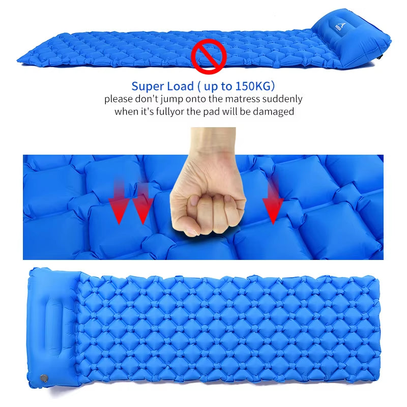 Camping Sleeping Pad Inflatable Air Mattresses Outdoor Mat Furniture Bed Ultralight Cushion Pillow Hiking Trekking