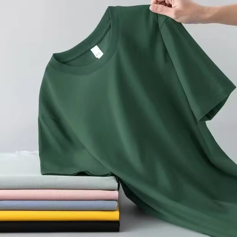 Short Sleeved T-Shirt Men’s Basic Style Solid Colour Upper Garment Half Sleeved Base T-Shirt Round Neck